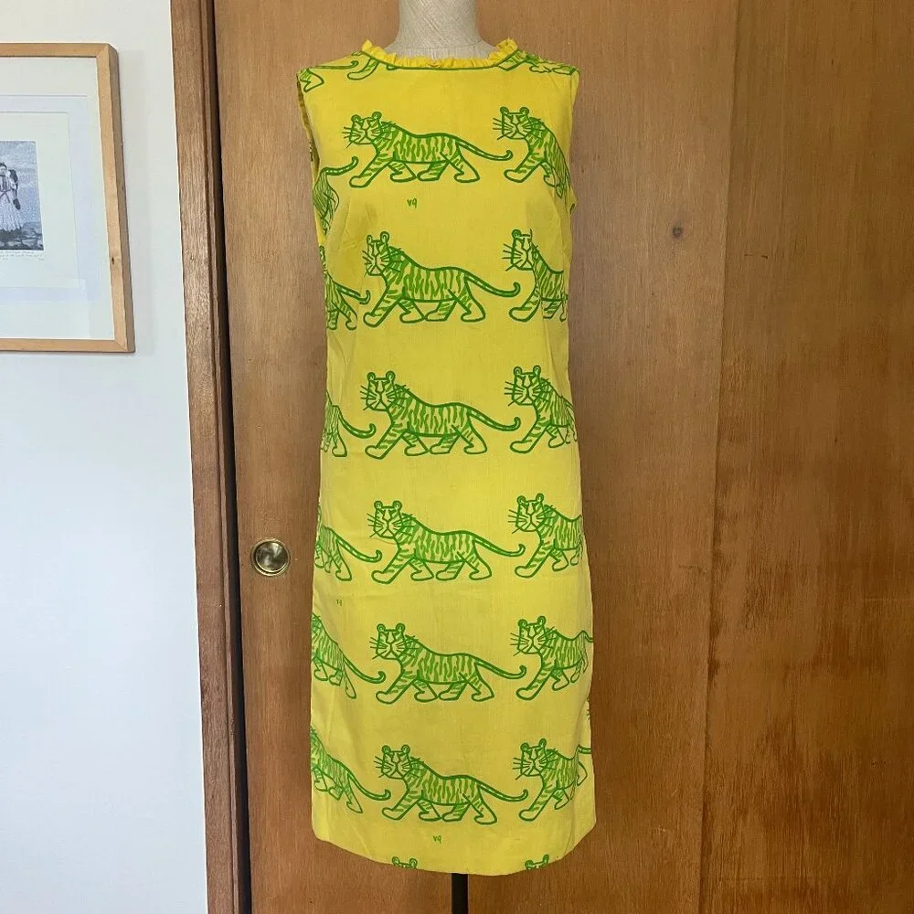 Vintage RARE Vested Gentress 1960s Tiger Print A-line dress - Picture 2 of 7